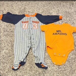 Handsome 03 Gray and Orange Kids One Piece Set